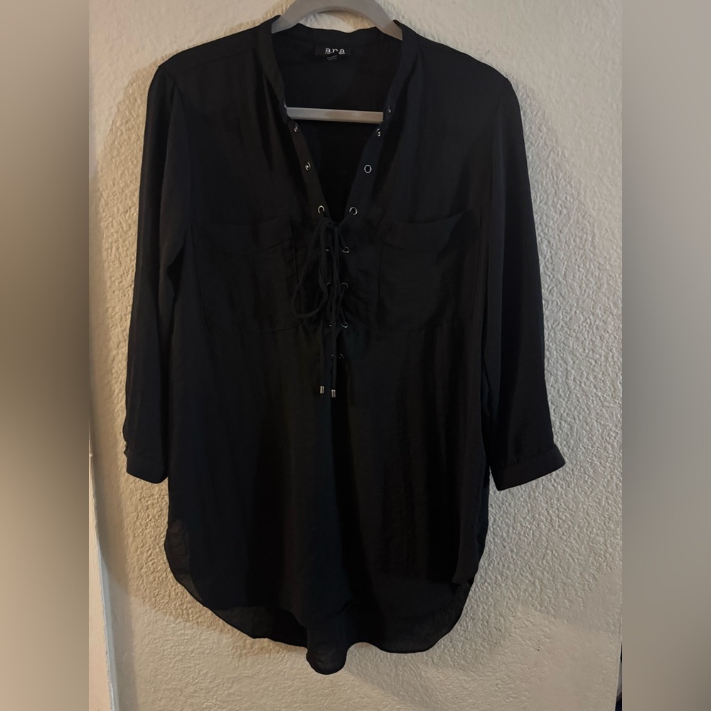 a.n.a Black Lace-Up Tunic